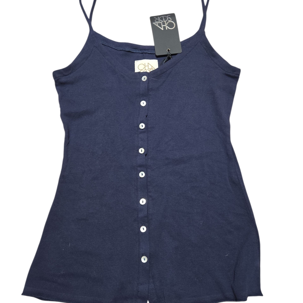 NWT Chaser Size Medium Navy Blue Button-Down Women's Tank.